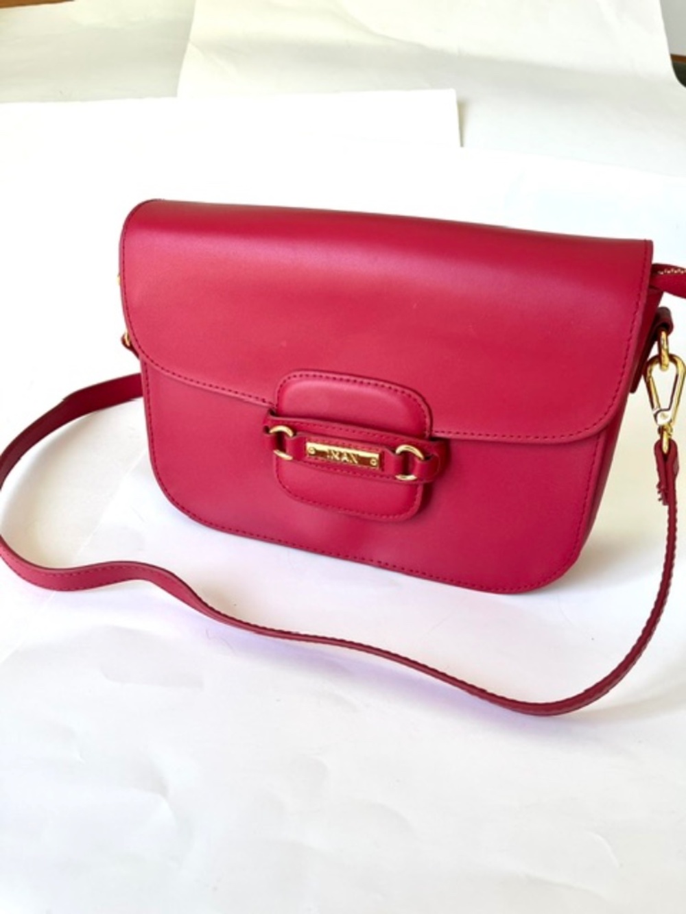 Iman Red Leather Crossbody